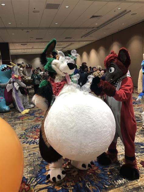 This Fursuit With A Giant Belly With Condom Balloon Animals At The