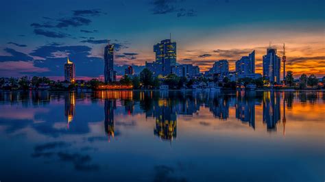 Download Wallpaper 1920x1080 City Evening Reflection Full Hd Hdtv Fhd 1080p Hd Background