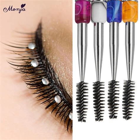 1rhinestone Acrylic Handle Eyelash Brushes Combs Spiral Mascara Wands