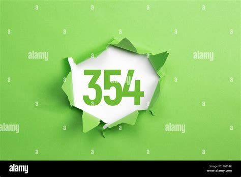 Green Number 354 On Green Paper Background Stock Photo Alamy