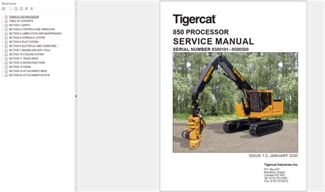 Tigercat Processor 850 H250D Operator Service Manuals