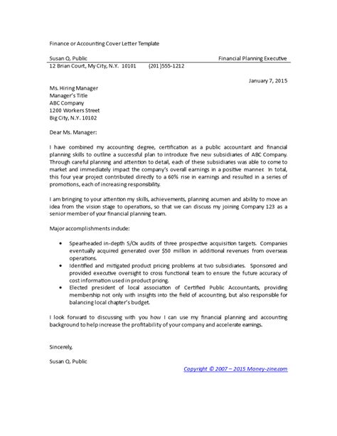 Finance And Accounting Cover Letter Templates At