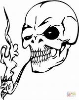 Skull Smoking Coloring Evil Pipe Printable Skulls Clipart Tattoo Zombie Tattoos Smoke Clip Drawing Deviantart sketch template