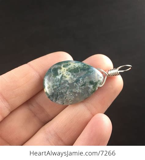 Natural Moss Agate Stone Jewelry Pendant #KGYvggRjMJI