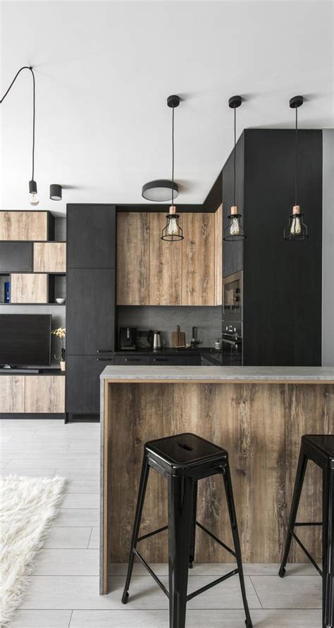 Industrial home kitchens draw inspiration from commercial kitchens with floating shelves, a large. Modern-Industrial: Feel Warm & Cold Atmosphere only with ...