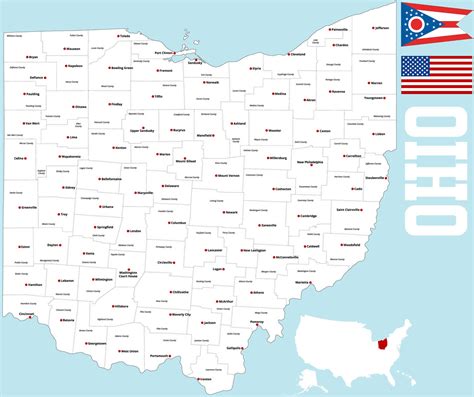 Ohio And Largest Cities Columbus Cincinnati Cleveland