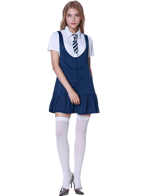ladies sexy school girl fancy dress costume stockings st trinians uniform adult ebay