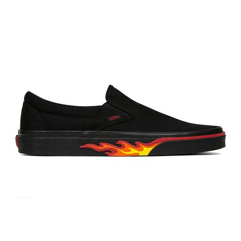 Vans Classic Slip On Skate Shoe Flame Wall Black Boardworld Store