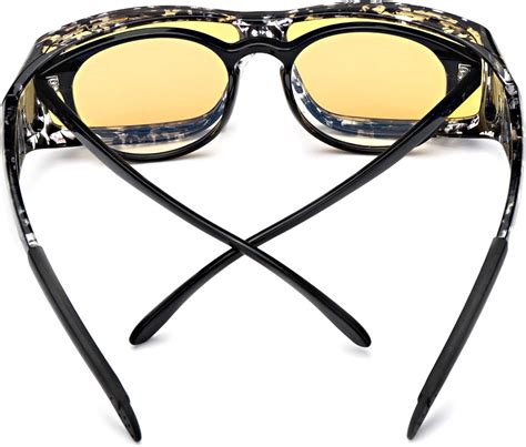 buy lvioe wrap around night vision glasses fit over prescription glasses with polarized yellow