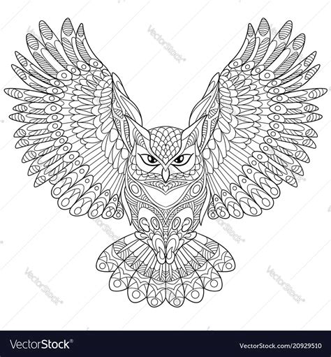 Owl Coloring Page Royalty Free Vector Image Vectorstock
