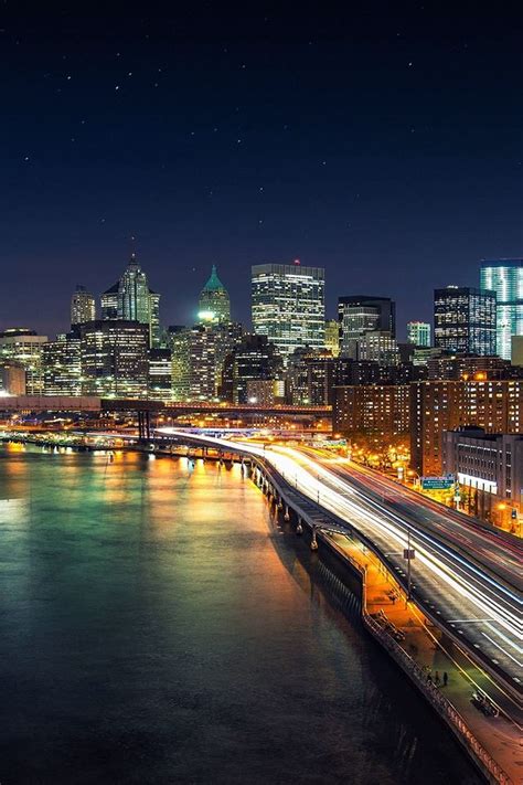 Night City View Lights Bridge Iphone 4s Wallpapers Free Download