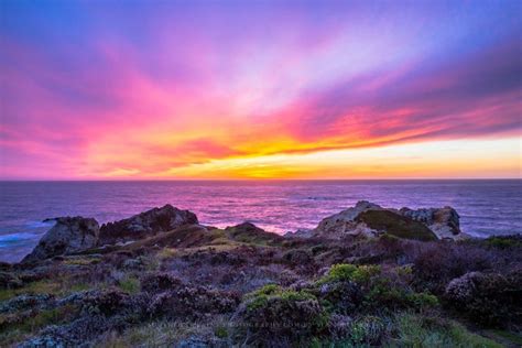 Coastal Photography Print Picture Of Brilliant Sunset Over Pacific