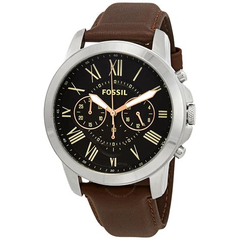 Fossil Grant Chronograph Black Dial Brown Leather Mens Watch Fs4813ie