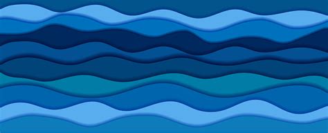 Latar Belakang Gelombang Seni Kertas Biru Konsep Air Laut Ilustrasi