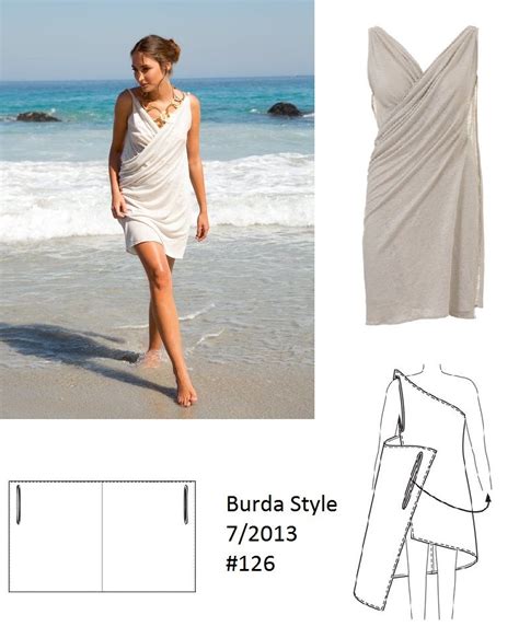 The dress is a simple toga, constructed using modernized techniques such as gathering and buttons for a secure fit that can be worn without fear of. Burda Style Draped dress 7/2013 #126 | Toga party costume ...