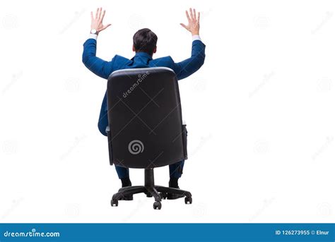 The Businessman Sitting On Chair Isolated On White Stock Image Image