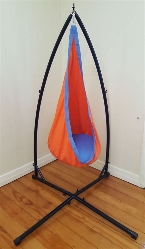 Orange And Blue Cotton Sensory Swing With Stand Heavenly Hammocks