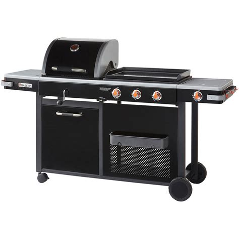 Ouvrir le robinet de votre plancha, en tournant l'une des deux manettes de contrôle sur la position « grande flamme » (pictogramme représenté sur l'anneau qui entoure la manette). BRASERO - Barbecue Bi-Energy - 1 barbecue charbon - 1 ...