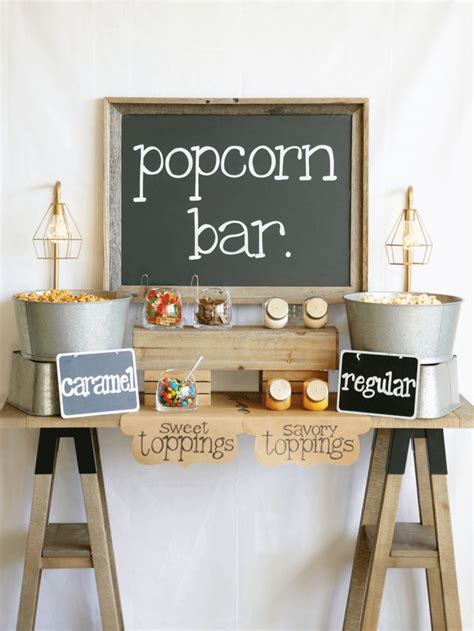 Rustic Popcorn Bar Popcorn Bar Wedding Popcorn Bar Birthday Party