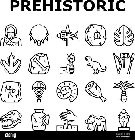 Prehistoric Period Collection Icons Set Vector Stock Vector Image And Art