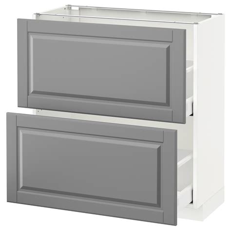 METOD Benkeskap med 2 skuffer - hvit, Bodbyn grå - IKEA