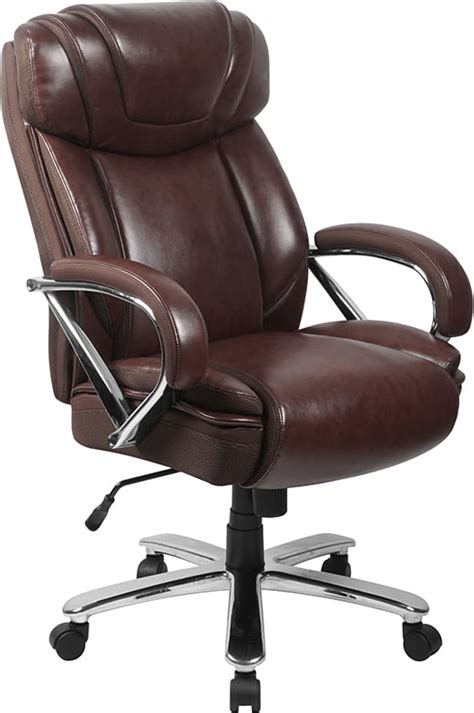 500 Lb Big And Tall Brown Leathersoft Ergonomic Office Chair With Extra