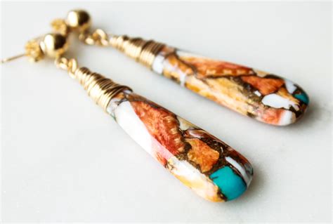 Copper Oyster Turquoise Drop Earrings EverywhereUR