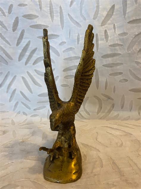 Large Brass Eagle Statue Sculpture Polished Vintage Bird Etsy