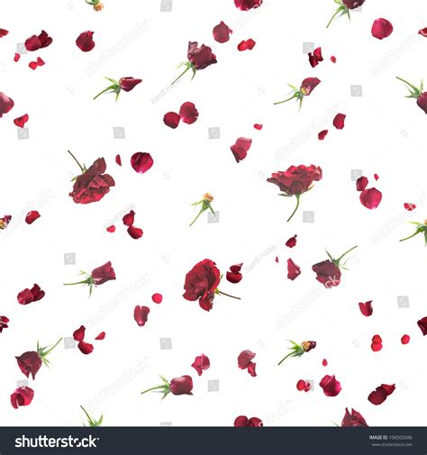 Repeatable Background Of Fading Flying Roses And Petals In Dark Red