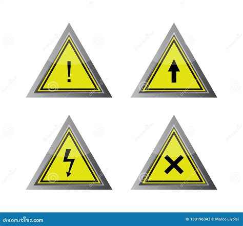 Icono De Signos De Advertencia Ilustrado En El Vector Sobre Fondo