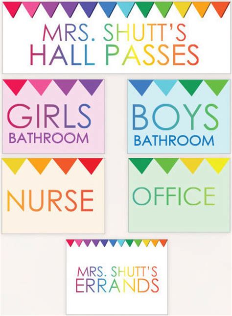 Student Hall Passes Printable Customized Girls Boys Nurse Etsy
