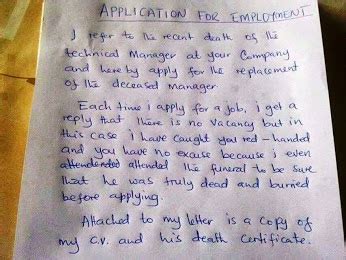 An application letter for a vacant position is generally sent by the candidate to the employer along with the resume. Cool stuff you can use.: How this job applicant confirmed ...