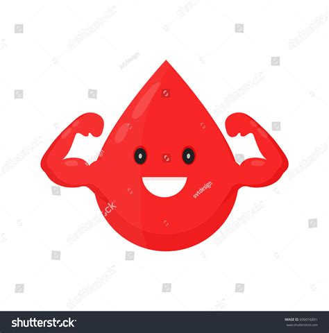 Red Happy Cute Smiling Blood Drop Stock Vector Royalty Free 696016891