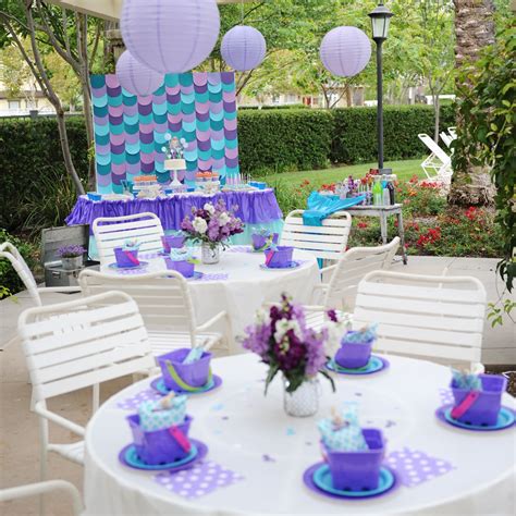 Mermaid Party Set Up 1 Mermaid Birthday Party Food Mermaid Pool Parties Birthday Table