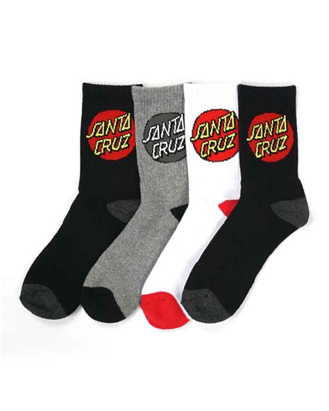 Santa Cruz Youth Cruz Sock Multi 4 Pack Size 2 8 Youth Boys