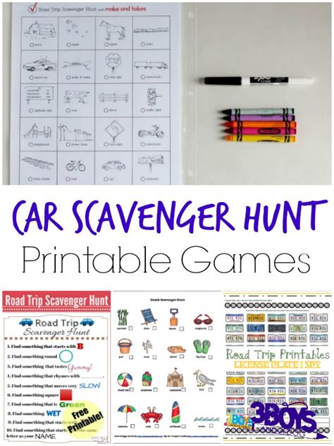 Free Car Scavenger Hunt Printable Games