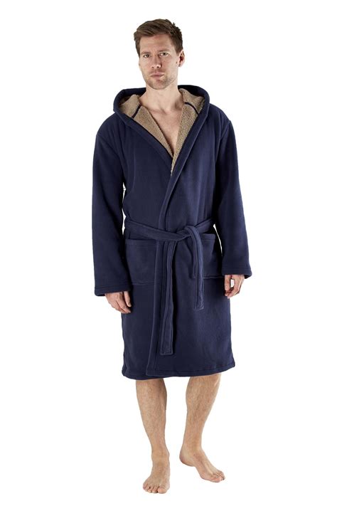 Toro Rocco Mens Hooded Robe Luxury Sherpa Bonded Fleece Bathrobe Dressing Gown Ebay