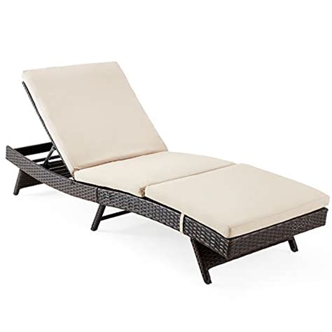 Erommy Patio Chaise Adjustable Outdoor Chaise Lounge Chair Rattan