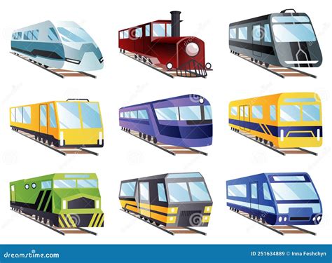 Collezione Di Vignette Piatte Per Il Motore Del Treno Treni E Vagoni
