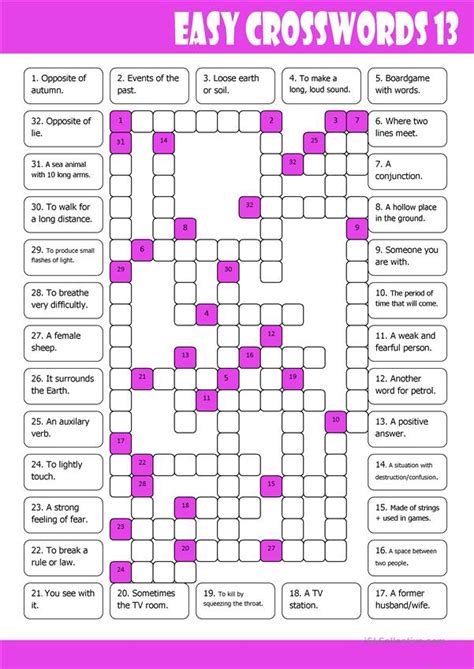 easy crosswords 13 worksheet free esl printable worksheets made by