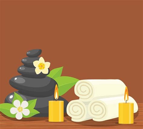 Premium Vector Spa Concept Poster With Towels Stones And Candle