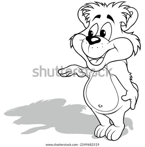 Drawing Standing Teddy Bear Waving Paw Stock Vector Royalty Free