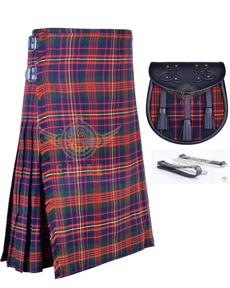 Scottish 8 Yard Tartan Kilt Highland Traditional Kilt Cameron With Free