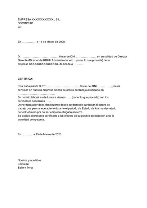 Modelo Carta Justificante De Trabajo 2021 Idea E Inspiracion Images