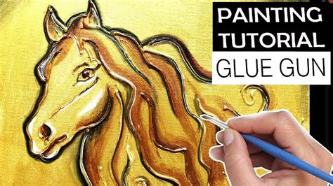Golden Horse Painting Tutorial For Beginners 3d Glue Gun Art Easy Youtube