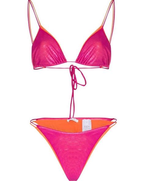 Oséree Triangle Bikini Set In Pink Lyst
