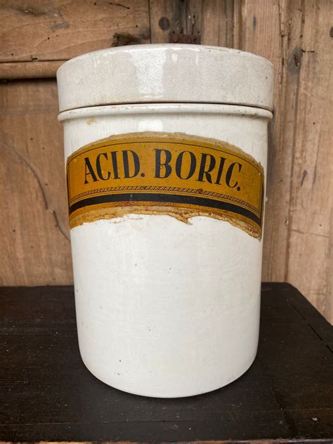 Apothecary Jar With Boric Acid Label Ironstone Apothecary Etsy