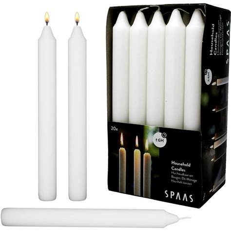 White Dinner Taper Candles 7 Inch Tall Dripless Smokeless Unscented For