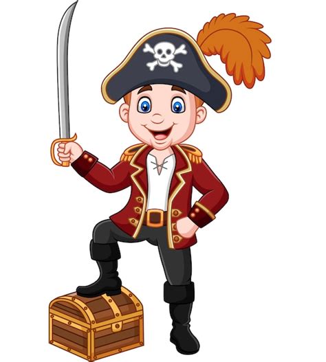 Premium Vector Cartoon Pirate Holding A Sword