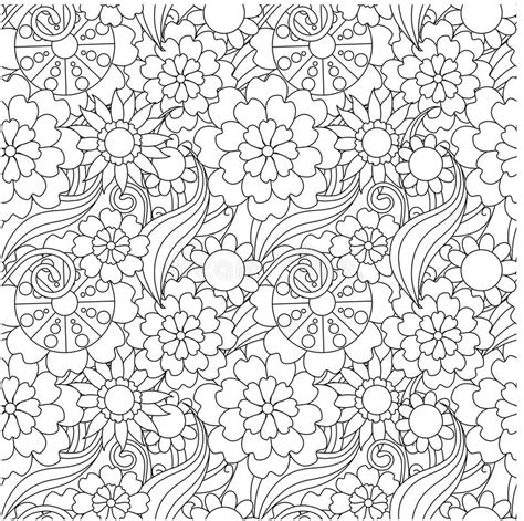 Seamless Floral Monochrome Pattern Stock Vector Illustration Of